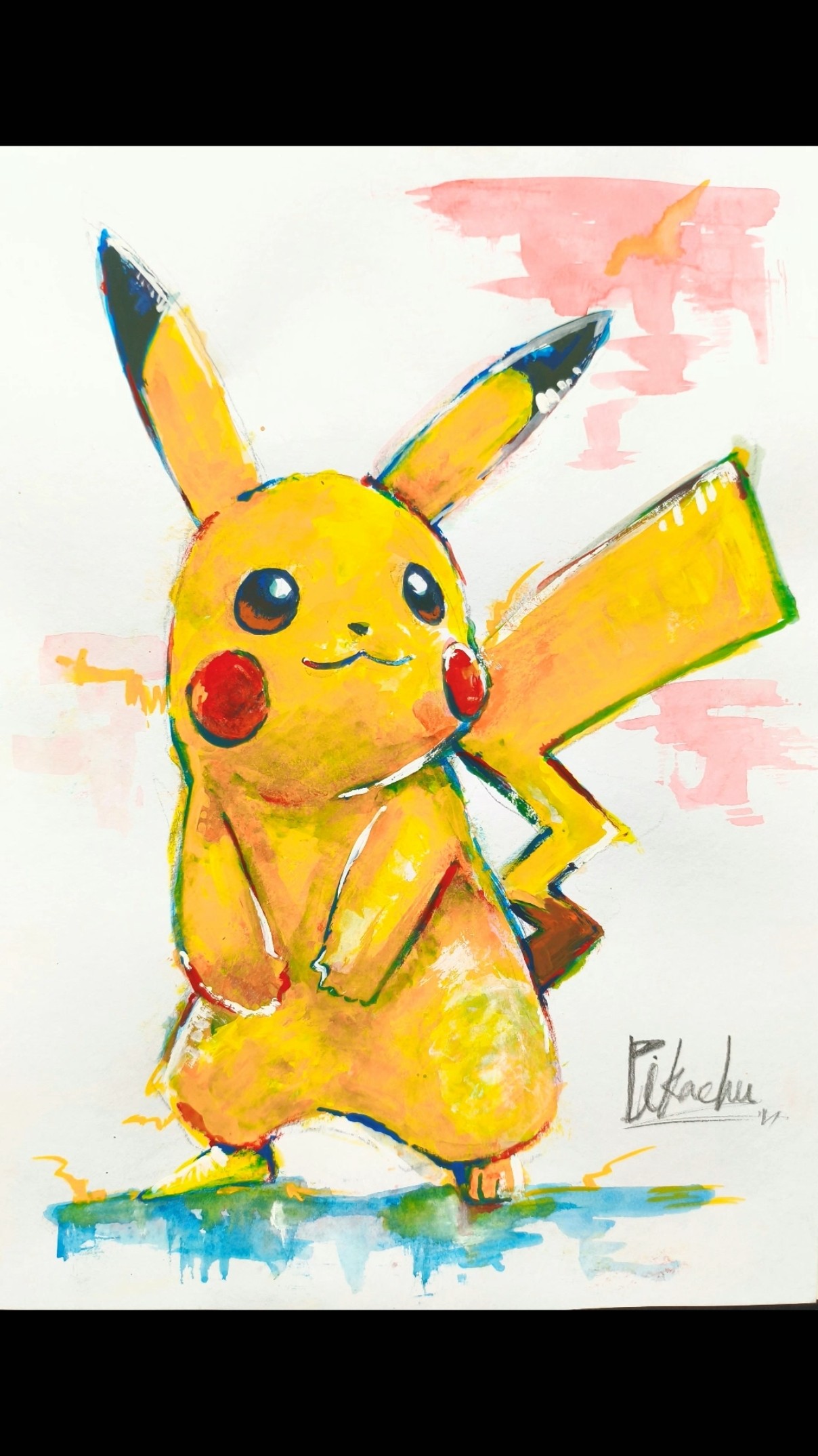 絵の具でピカチュウを描く #イラスト #作品制作 #art #ポケモン