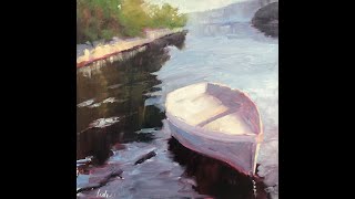 What color is the white boat? Alla Prima Oil painting demo