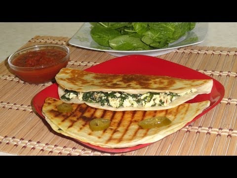 Spinach & Cottage Cheese Quesadilla Recipe by Bhavna - Palak Paneer Quesadilla