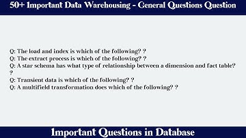 MCQ Questions Data Warehousing - General Questions with Answers