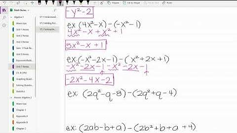 17.3 Subtracting Polynomial Expressions