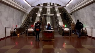 Deepest Metro Station in Moscow. Park Pobedy. 84 metres (276 ft) underground