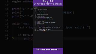 Today I built a Text-to-Speech converter using Python! #python #pythonic #learnpython