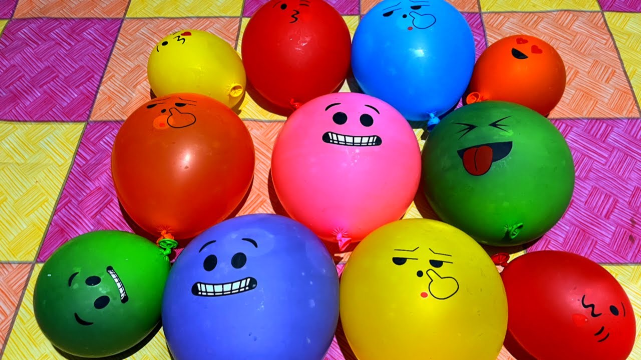 ASMR Various Water Colors // Happy Smiling Balloon Pop Reverse