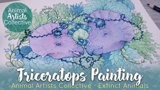 A Sweet Dinosaur Watercolor Painting // Animal Artists Collective - Extinct Animals