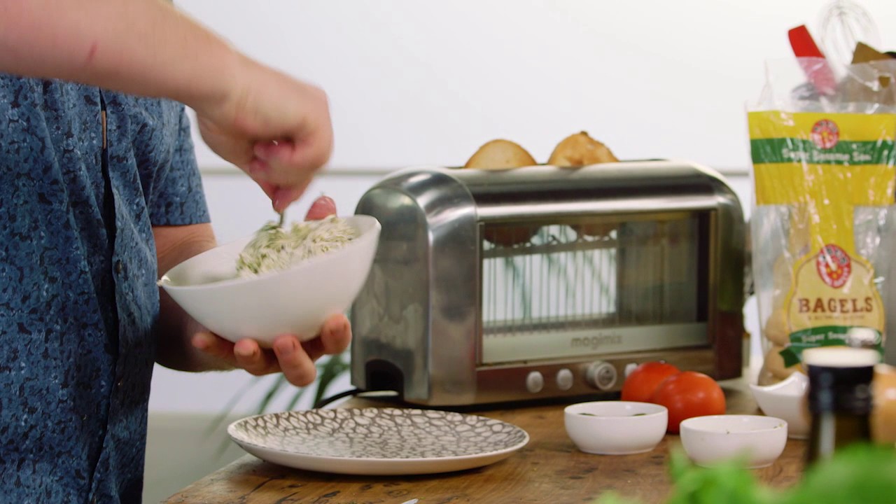 Capers and Dill Cream Cheese Bagel Good Chef Bad Chef S9 E35 YouTube