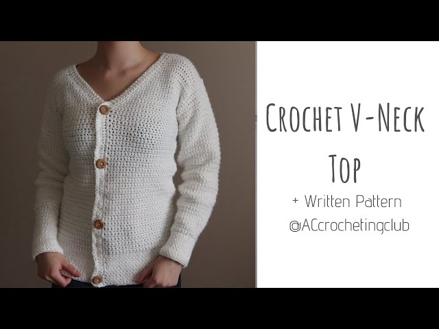 Button Down V-neck Cardigan - free crochet + video