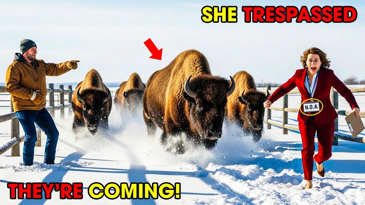 HOA Karen sneaked into my farm — then screamed and ran when the bull charged straight at her