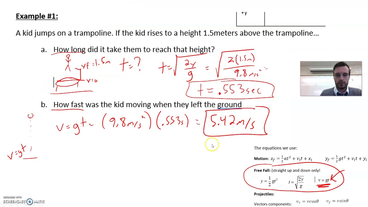Physics 101 Projectiles review, and a calculator trick to solve