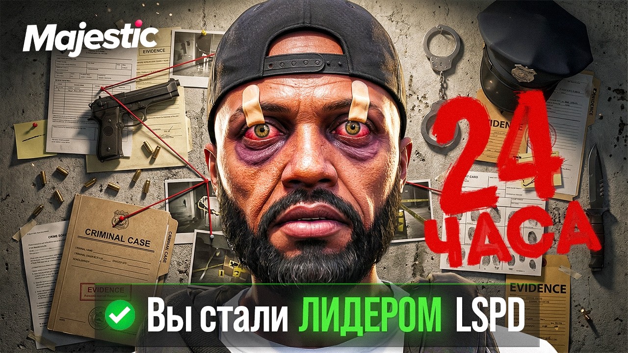 24 ЧАСА НА ЛИДЕРКЕ LSPD БЕЗ СОСТАВА в GTA 5 RP