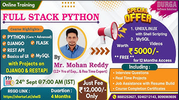FULL STACK PYTHON Online Training @ DURGASOFT