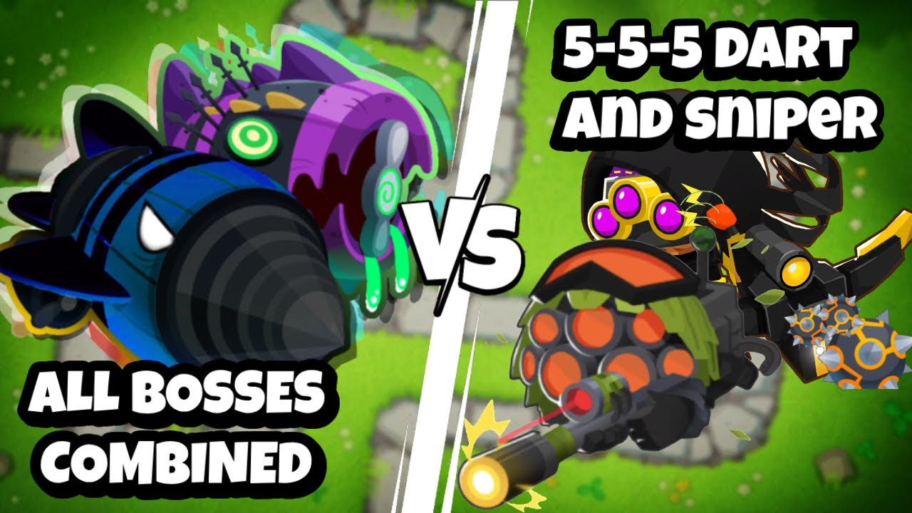 All Bosses Combined vs. 555 Dart Monkey and Sniper Monkey!