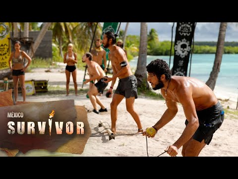 Reñido enfrentamiento en el juego por la recompensa Survivor México. | Survivor México 2022