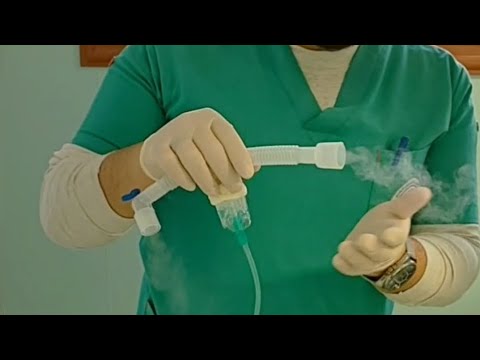 طريقه عمل   المستخدمة في جلسات البخار علي جهاز التنفس الصناعي باستخدام وصله دوديه وماسك جلسات
