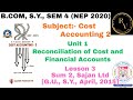 #3 Bcom SY Sem 4 NEP 2020 Cost Accounting 2 Unit 1 Reconciliation of Cost and Financial Accounts