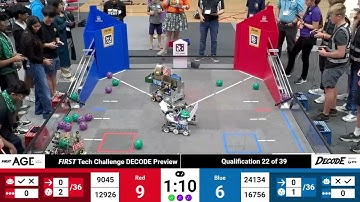 Qualification 22 - 2025 FTC FIRST Tech Challenge DECODE Preview Event