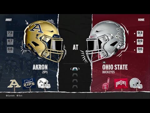College Football 25 Live! Coach Castillo Akron vs Ohio State Week 1 ...
