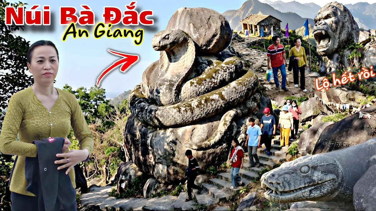 Chấn Động Rắn Khổng Lồ Xuất Hiện Quấn Quanh Tảng Đá Tại Núi Bà Đắc An Giang 