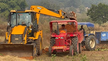 JCB 3DX Xpert ECO And Mahindra Tractor Sonalika Tractor Trolley Making Village ROAD ll JCB Tractor