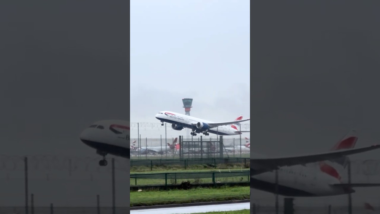 Самолет British Airways BA195 Boeing 787-9 G-ZBKF взлетает из Хитроу (LHR) в IAH 