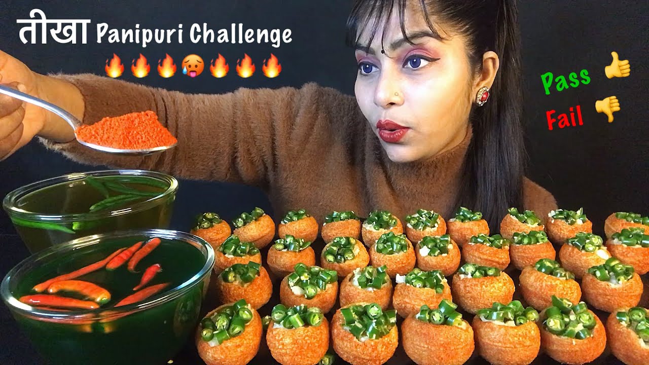 EATING GREEN CHOP CHILLI PANIPURI CHALLENGE | EATING GOLGAPPA CHALLENGE |EATING FUSKA | ASMR MUKBANG