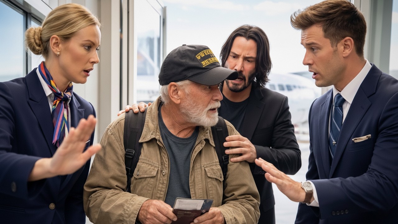 Airline Crew Refused an Elderly Veteran Boarding — Unaware Keanu Reeves Witnessed It All