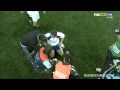 Referee nigel owens takes a tumble at soccer city