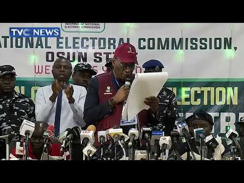 (WATCH) Moment INEC Declares Ademola Adeleke Osun Governor-Elect