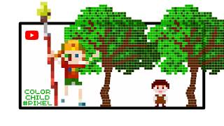 Pixel Ağaç ve Sevimli Karakter Boyama 🌳✨ Pixel Art Coloring for Kids @COLOR.CCHILD