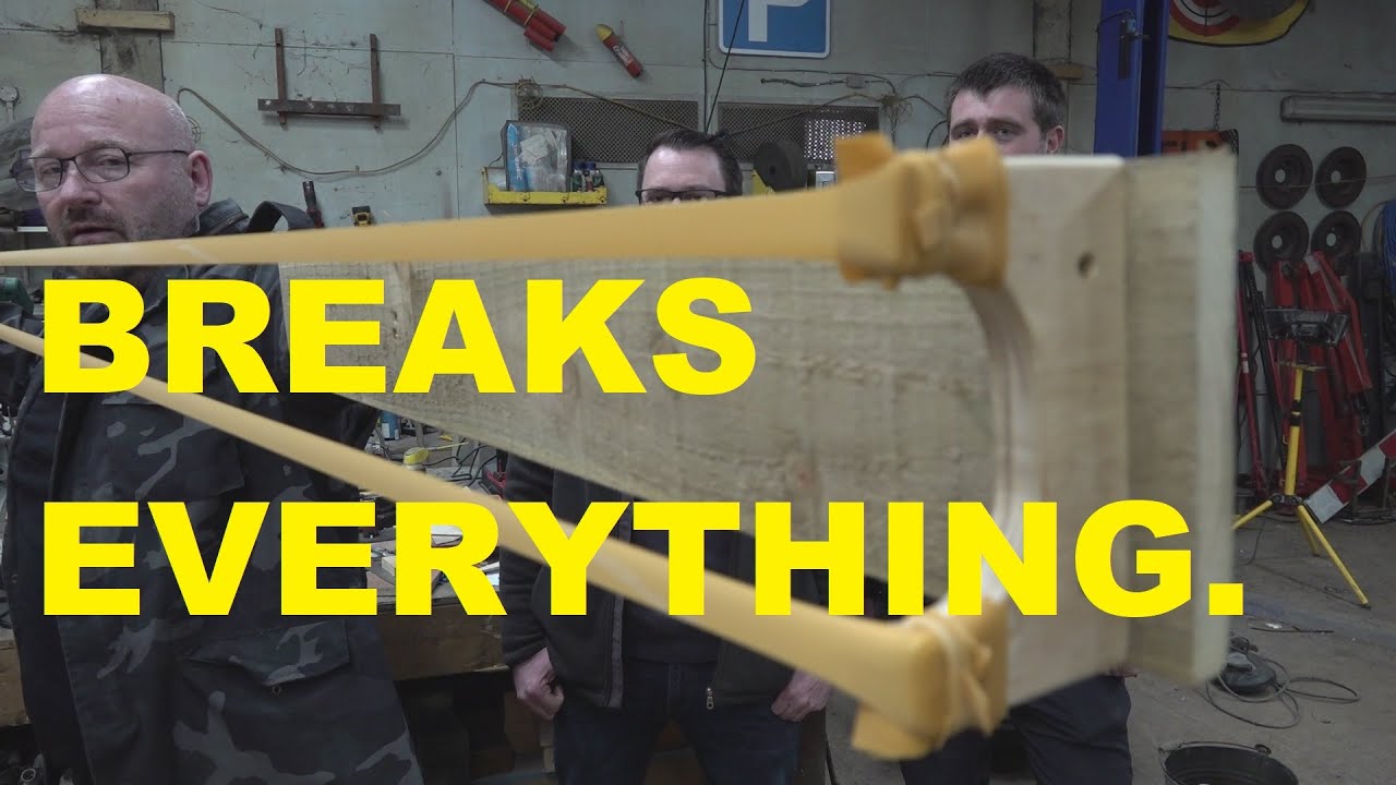 CRAZY powerful slingshot made from scrap wood!