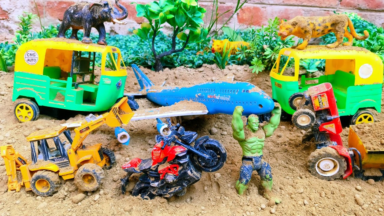 Airplane jcb Cartoon Video l Tractor Jcb Train Auto Rickshaw Car Wala Cartoon Video l Gadi Wala