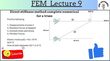 09-FEM Lecture | Complete Direct Stiffness Method Numerical for a 2D Truss Element Explained
