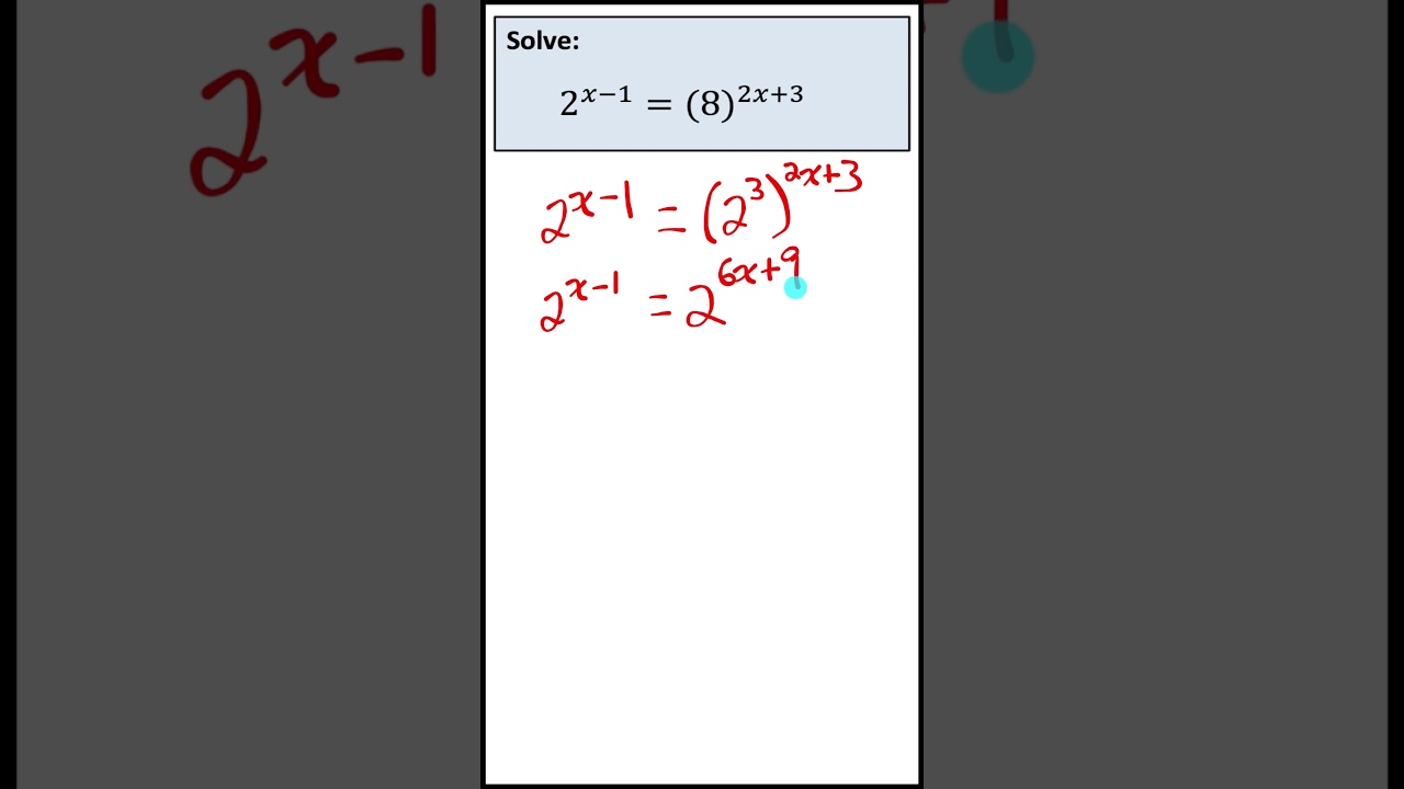 Solve an Exponential Equation | jensenmath.ca #maths #math #exponents