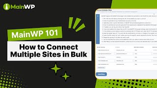 How to Connect Multiple Sites in Bulk - MainWP 101