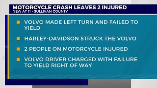 THP: Sullivan Co. motorcycle crash leaves 2 injured, another charged