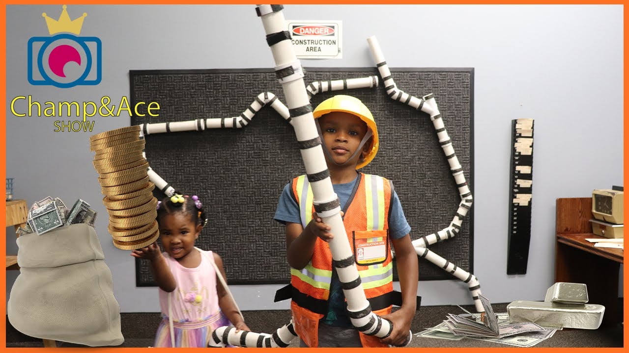 WE MADE $2,000 DOING CONSTRUCTION!! Champ and Ace Pretend Play!