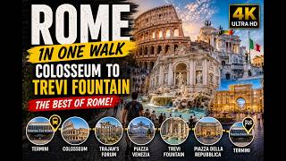 ROME in One Walk 🇮🇹 Colosseum, Trevi Fountain & More | 4K