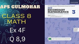 Exercise 4F Q8 , Q9 8th Class Mathematics ( APS )