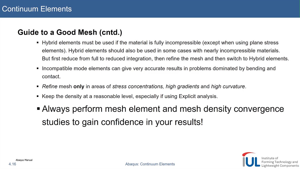 Abaqus Tutorial: Continuum Elements #6 Guide to a Good Mesh - YouTube