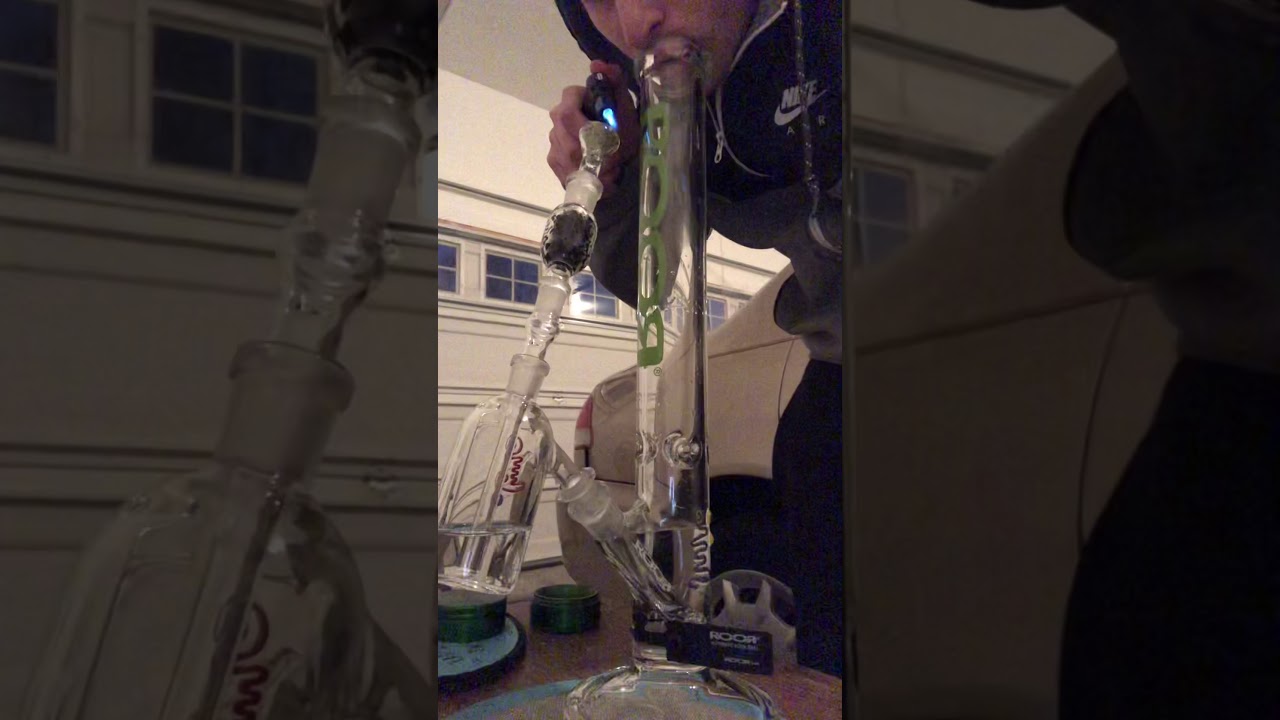 18 inch 7mm Roor Green Label straight tube with Roor Ash catcher and Hoss carbon filter rip