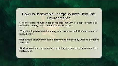How Do Renewable Energy Sources Help The Environment? - Ecosystem Essentials