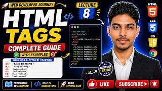 HTML Tags Complete Guide 🔥 | Lecture 8 | Web Development Course for Beginners