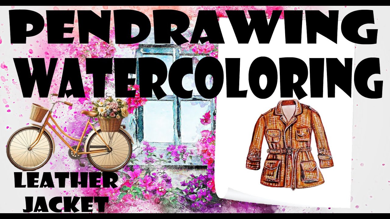 Рисунок пером, акварельная кожаная куртка, урок YT, часть 2 Живопись 