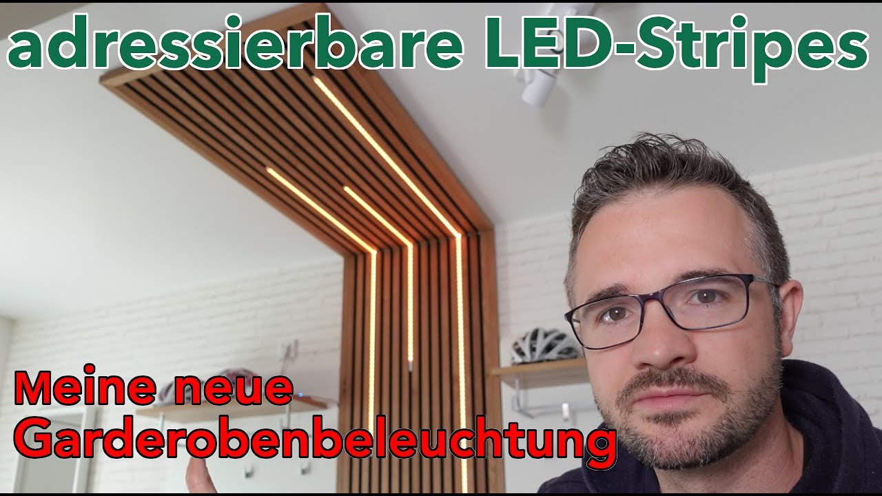 Beleuchtung fr Garderobe bauen  LED Stripes SK6812 adressierbar  WLED Steuerung   Holzpaneel