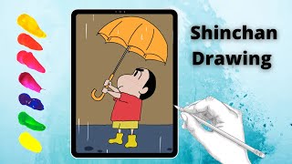 How to draw shinchan with umbrella using sketchbook app on iPad #drawing #ipad #digitaldrawing screenshot 4