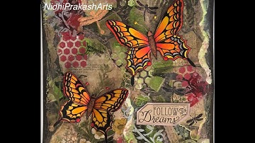 Mixed Media Art - vintage Style - Butterfly - Mixed Media step by step tutorial