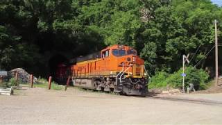 CN M338 emerges from East Dubuque tunnel