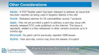 January 2010: Patch Tuesday Security Briefing