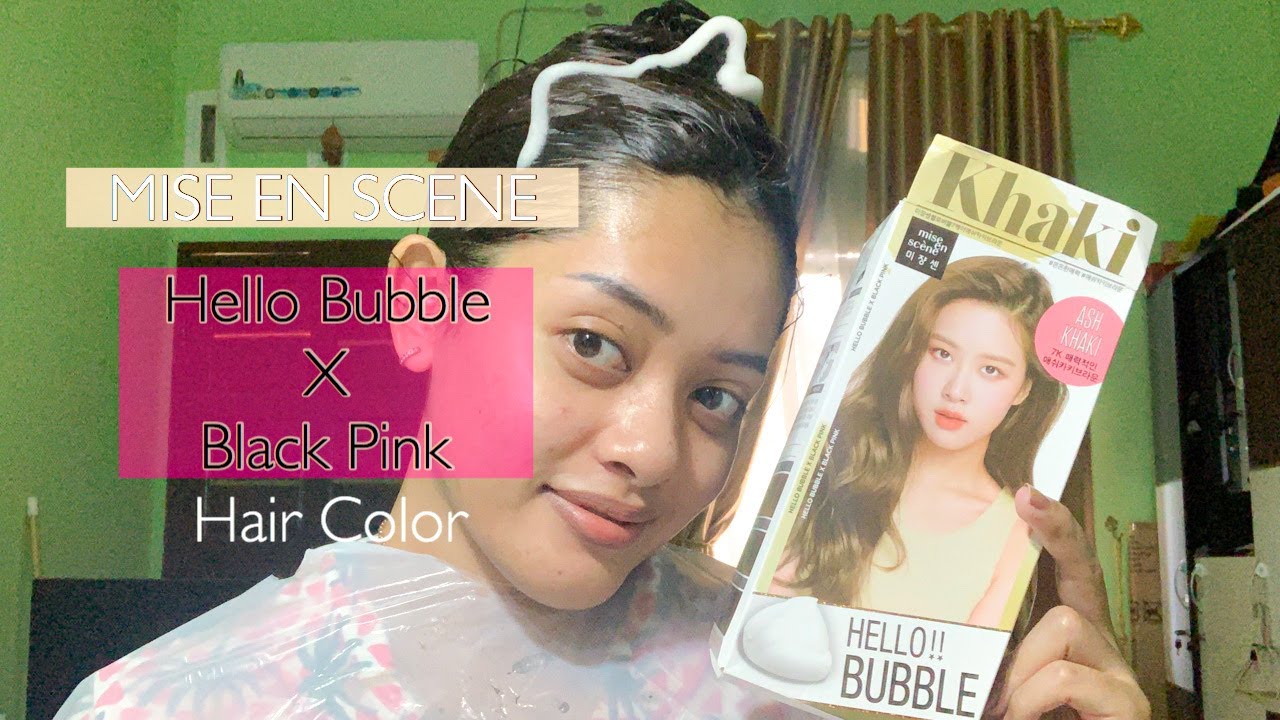 Hello Bubble  x Black Pink AshKhaki Cat  rambut  sendiri 