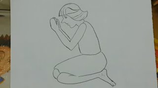 How To Draw Young Girl Praying | Step By Step In Easy Way For Beginners | By N. S. Limaye